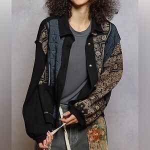 NWOT🖤POL Corduroy Jacquard Patchwork Jacket Small